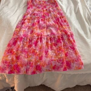 Floral Pink and Orange Women's Skirt